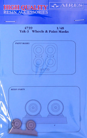 Aires 1/48 resin wheels and paint masks for Yak-3 - 4739