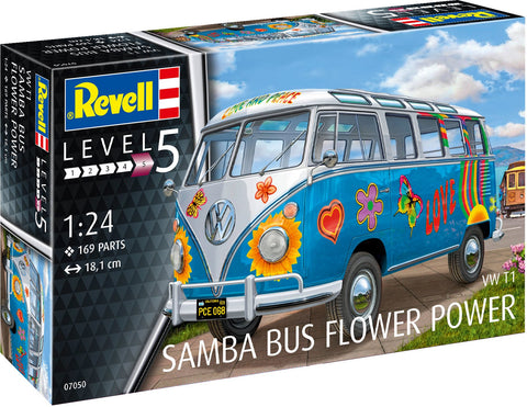 Revell 1/24 Scale VW T1 Samba Bus Flower Power #07050 - Unpainted & Unassembled
