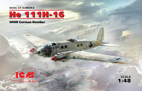 ICM 1/48 scale He 111H-16, WWII German Bomber- model kit #48263 – Victory  Models