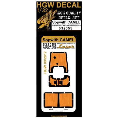 HGW 1/32 Light Wood fuselage decals for Sopwith Camel for Wingnut Wings 532055
