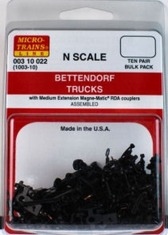 Micro Trains 00310022 N Scale 10-Pair Bettendorf Trucks w/Medium Ext Couplers