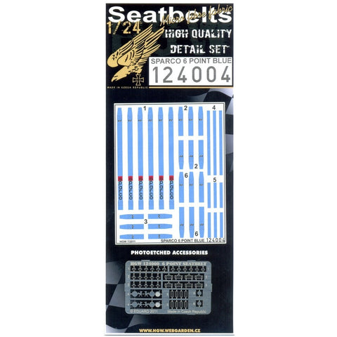 HGW 1/24 Sparco 6 Point Blue Seatbelts pre-cut for scale speedcars - 124004