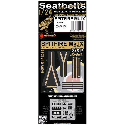 HGW 1/24 scale seatbelt set for SPITFIRE Mk.IX for Airfix - 124515