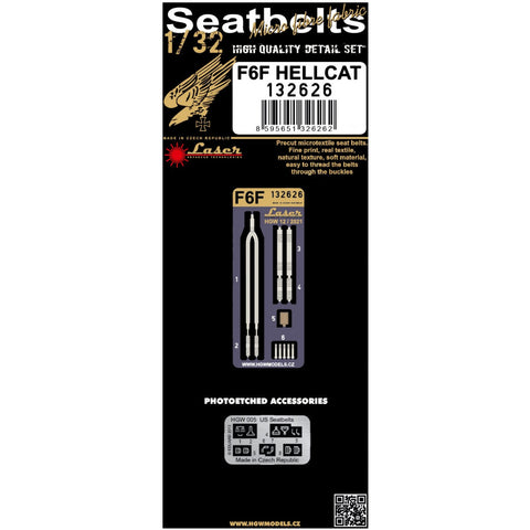 HGW 1/32 scale F6F HELLCAT laser-cut seatbelts and photoetch buckles - 132626