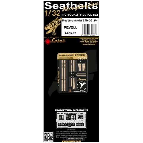 HGW 1/32 scale Bf109G-2/4 seatbelts for Revell - 132635