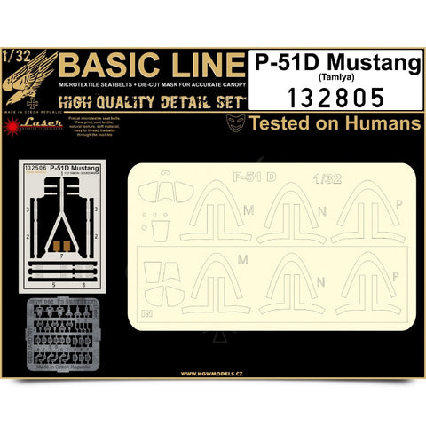 HGW Basic Line 1/32 seatbelt and mask for P-51D Mustang by Tamiya 132805