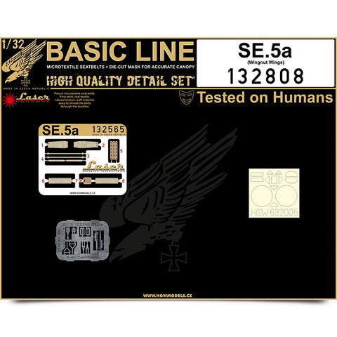 HGW Basic Line 1/32 seatbelt & mask for SE.5a by Wingnut Wings 132808