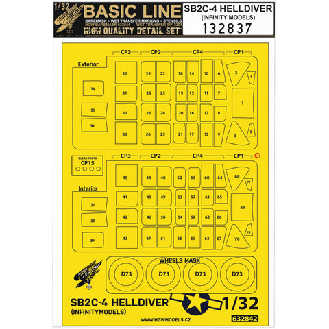 HGW 1/32 scale SB2C-4 Helldiver Masks & Wet Transfers Infinity Models - 132837