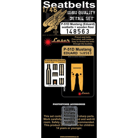 HGW 1/48 Seatbelts & Wooden Color decals for P-51D Mustang (Eduard) - 148563
