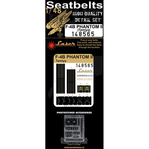 HGW 1/48 Scale F4B PHANTOM II Seatbelts for Tamiya - 148565