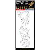 HGW 1/48 scale Hawker Sea Fury ZB type laser-cut seatbelts and PE buckles - 148567