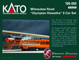 Kato #106082 N scale MILWAUKEE ROAD "OLYMPIAN HIAWATHA" 9 CAR SET