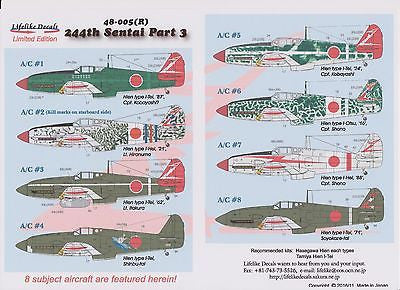 Lifelike 1/48 decal #48-005(R) 244th Sentai Pt 3 Reprinted & Updated - 8 options