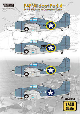Wolfpack 1/48 Decal F4F Wildcat Pt.4 F4F-4 Wildcats in Operation Torch - WD48014