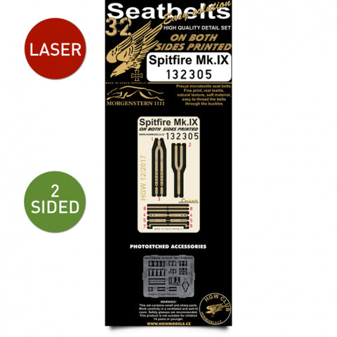 HGW 1/32 Scale Double-Sided Seatbelts - Spitfire Mk.IX - 132305