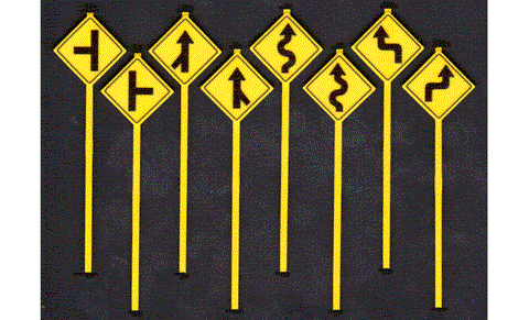 Tichy Train Group #2073 O Scale ROAD PATH WARNING SIGNS - 8 pcs