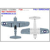 HGW 1/32 scale F4U-1 BIRDCAGE Wet Transfers - 232904