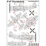 HGW 1/32 scale P-47 Thunderbolt -wet transfer stencils - 232002