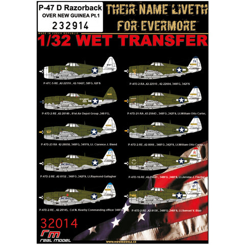HGW 1/32 wet transfers for P-47 D Razorback OVER NEW GUINEA Pt.1 232914