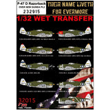 HGW 1/32 wet transfers for P-47 D Razorback OVER NEW GUINEA Pt.2 - 232915