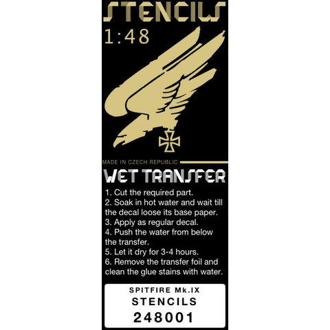HGW 1/48 stencils Wet Transfers Spitfire Mk.IX - #248001 - OOP