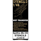 HGW 1/48 stencils Wet Transfers Spitfire Mk.VIII #248018 - OOP