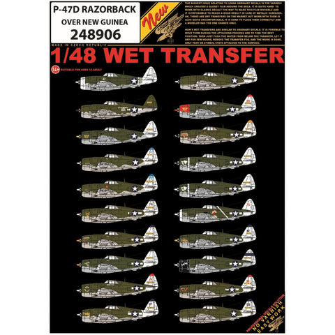 HGW 1/48 scale wet transfers P-47 D Razorback OVER NEW GUINEA - 248906