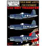 HGW 1/32 scale F4U-1A "Jolly Rogers" Wet Transfers - 232905