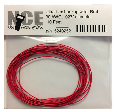 NCE #5240252 - Red Ultraflex wire, 30AWG, 10 feet.