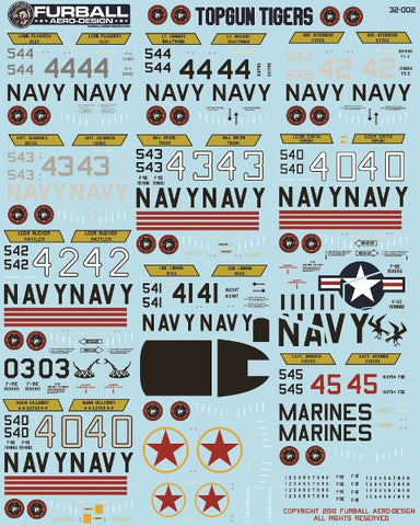 Furball decal 1/32 USN Fighter Weapon School TOPGUN Tigers Adversary F-5E - 32-002 Furball decal 1/32 USN Fighter Weapon School TOPGUN Tigers Adversary F-5E - 32-002