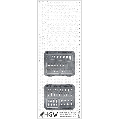 HGW 1/32 scale Access Templates Positive Rivets and PE Templates - 322019