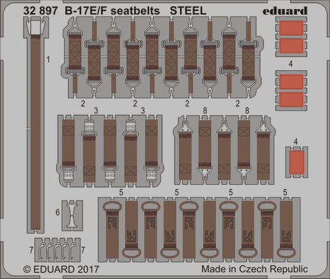 Eduard 1/32 Photoetch B-17E/ F seatbelts STEEL for HKM kit - 32897