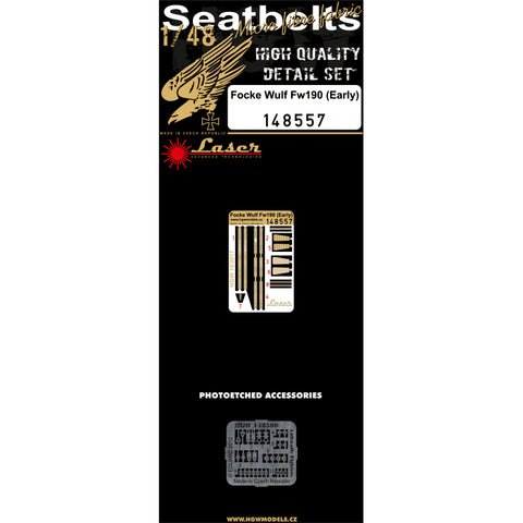 HGW 1/48 Fw 190 (early) laser-cut seatbelts and photoetch buckles - 148557