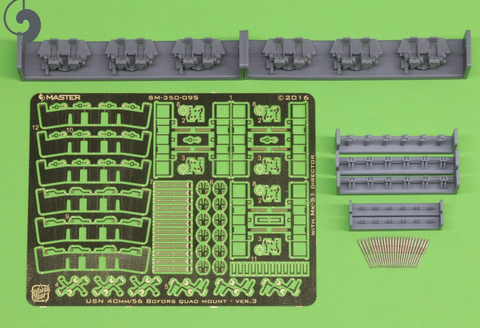 Master Model 1/350 USN 40mm 56 Bofors quad. mount ver.3 w/Mk-51 dir- SM350-095