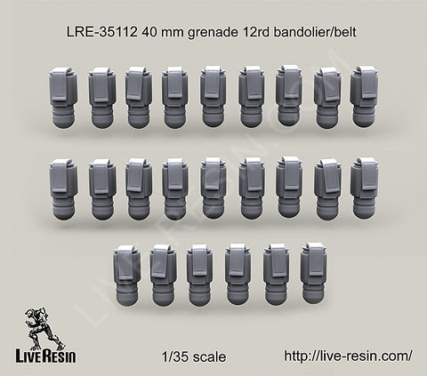 Live Resin 1/35 scale 40mm Grenade 12rd Bandolier/Belt - LRE35112