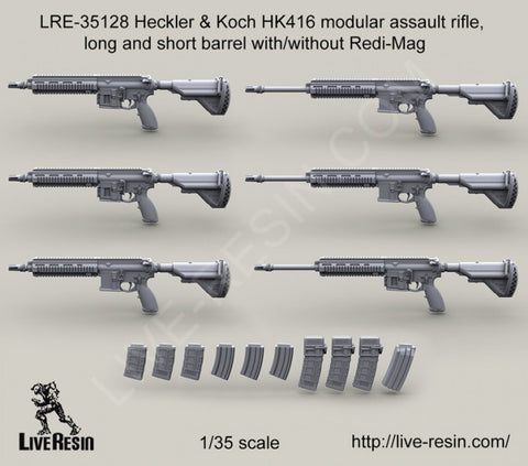 Live Resin 1/35 Heckler & Koch HK416 Mod Assault Rifle Long & Short Barrel Redi-
