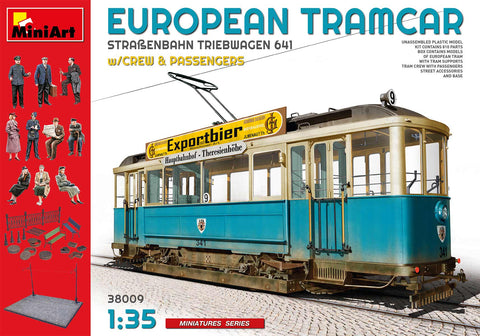 MiniArt 1/35 scale EUROPEAN TRAMCAR w/CREW & PASSENGERS #38009