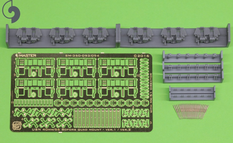 Master Model 1/350 USN 40mm 56 Bofors quad. mount ver.2 w/Mk-51 dir- SM350-094