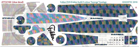 Aviattic 1/32 decals Fokker DVII 5 colour "lozenge" fuselage - ATT32160
