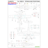 HGW 1/48 scale Wet Transfers Fw190D-9 - Stencils for Eduard - 248070