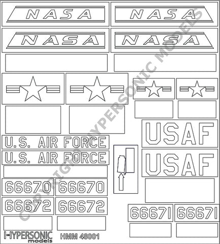 Hypersonic Models 1/48 Scale X-15 Paint Masks - HSMM48001