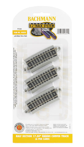 Bachmann N Scale E-Z Track - Half Section 17.50" Radius Curved Track - #44825 6pcs