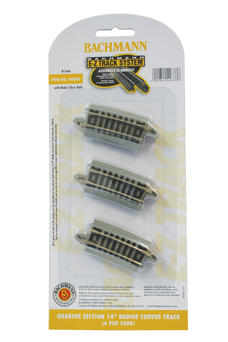Bachmann N Scale E-Z Track - Quarter Section 14" Radius Curved Track - 6pcs - #44833