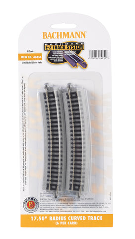 Bachmann N Scale E-Z Track - 17.50" Radius Curved Track - 6pcs - #44855 - NOS