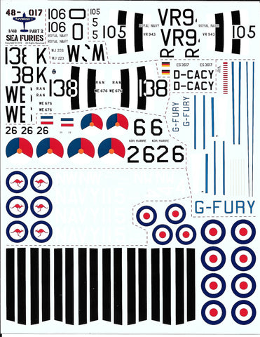 Fundekals 1/48 decals Hawker Sea Fury Royal Australian Navy markings 48017
