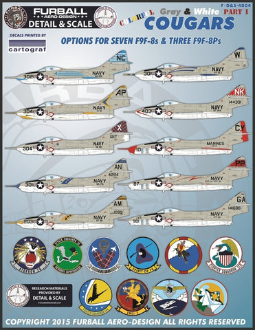 Furball Aero-Design 1/48 decals Gray & White F9F-8 Cougars KittyHawk - 4804