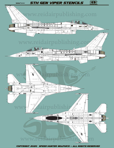 Speed Hunter Graphics 48027 1/48 Decal for USAF F-16 5th Gen Viper Stencils