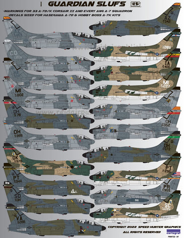 Speed Hunter Graphics 48030 1/48 decal A-7 Corsair Guardian SLUFs for HB or HSG