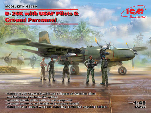 ICM 1/48 scale B-26K Counter Invader with Pilots & Ground Personnel kit #48280