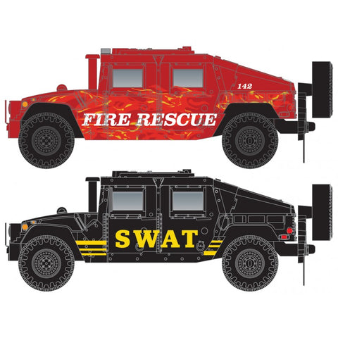 Micro-Trains N Scale Fire/SWAT Humvee Vehicle 2pk - #49945957